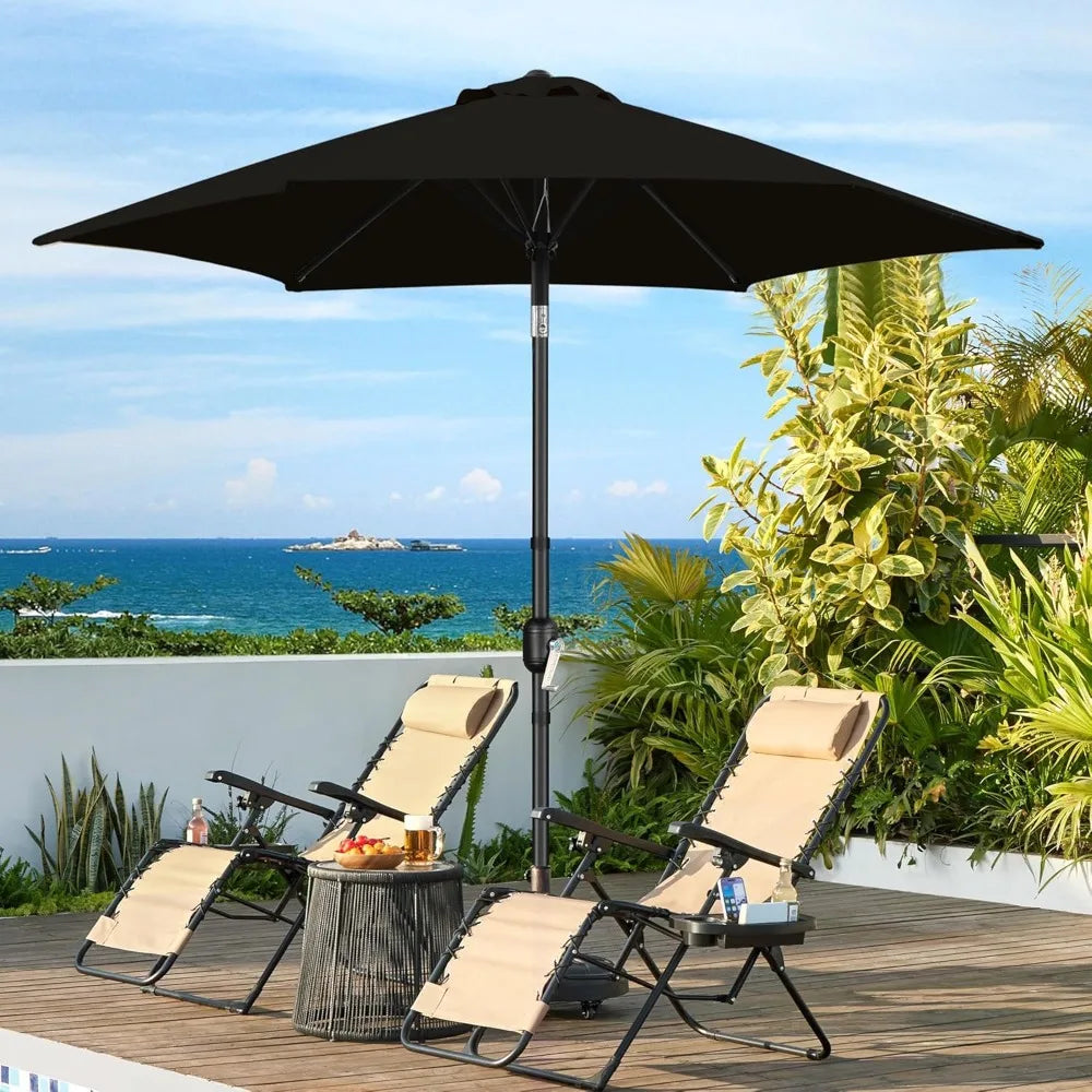 Outdoor Patio Umbrella with Push Button Tilt and Crank