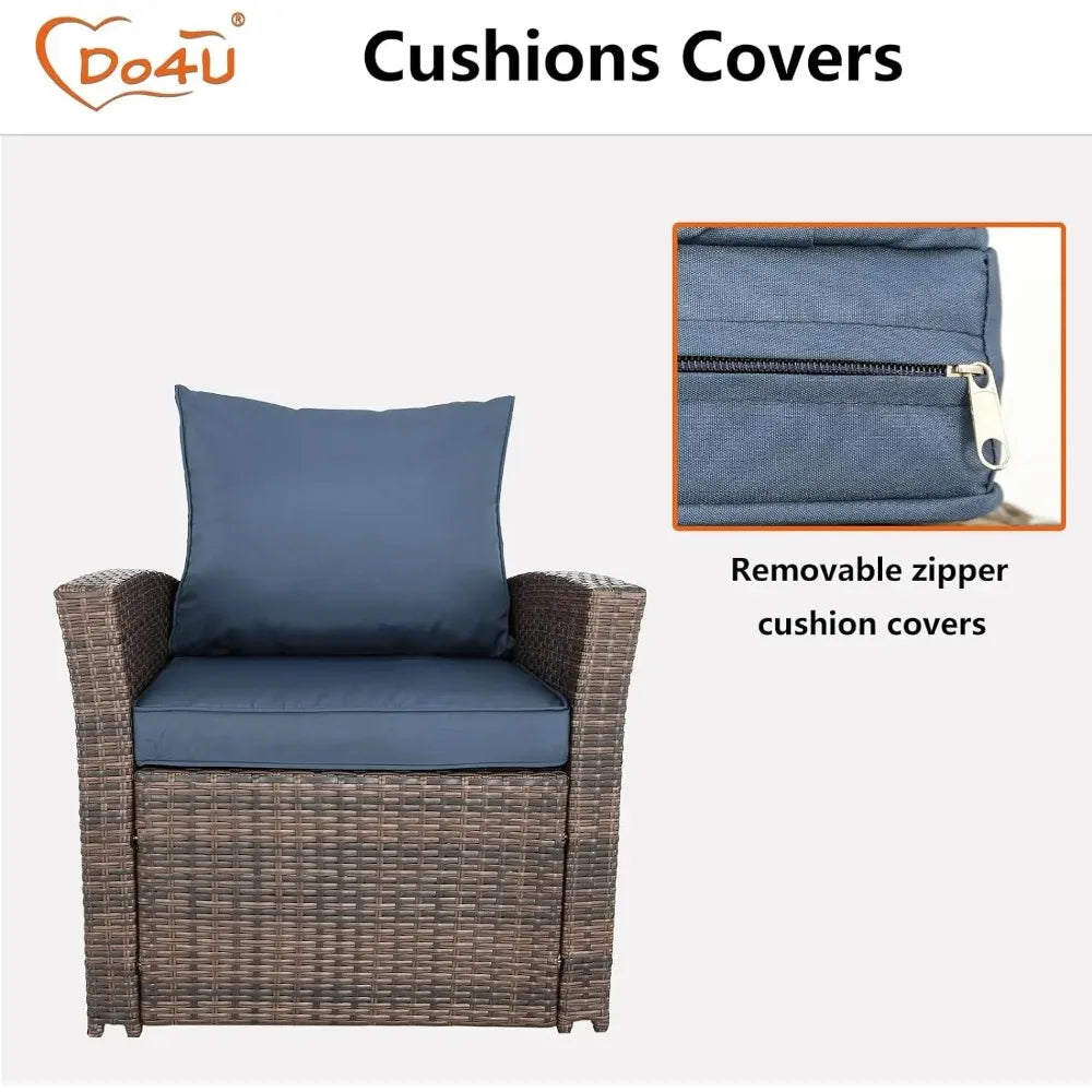 Modern Outdoor Wicker Sectional Patio Furniture Conversation Set