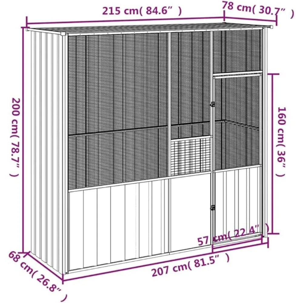 Galvanized Steel Outdoor Bird Aviary Cage for Flight and Fun