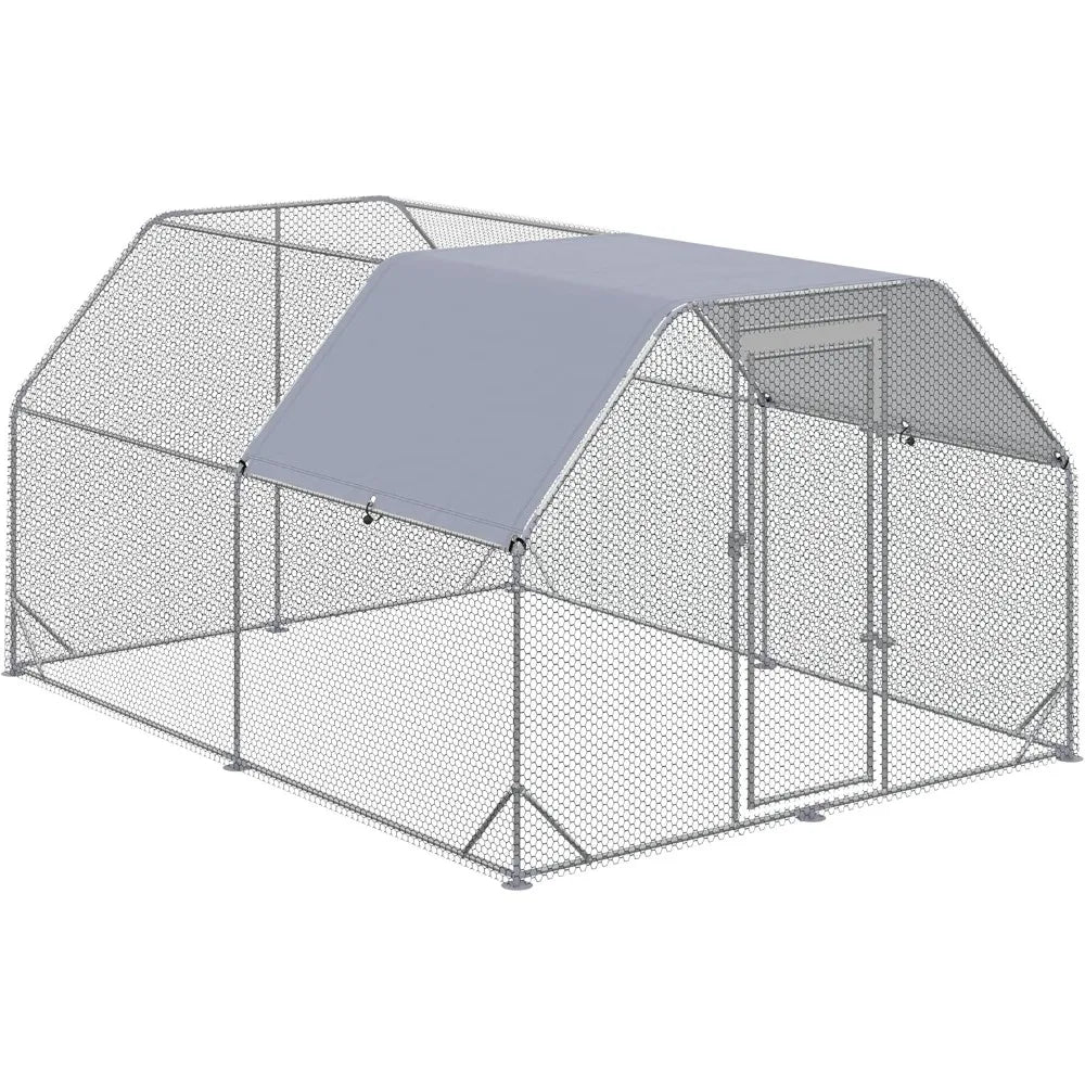 Metal Chicken Coop With Waterproof Cover And Spacious Design