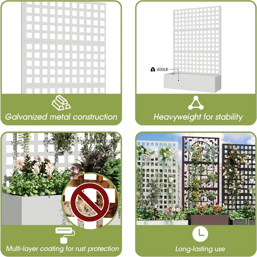 Metal Planter Box with Trellis for Beautiful Garden Display