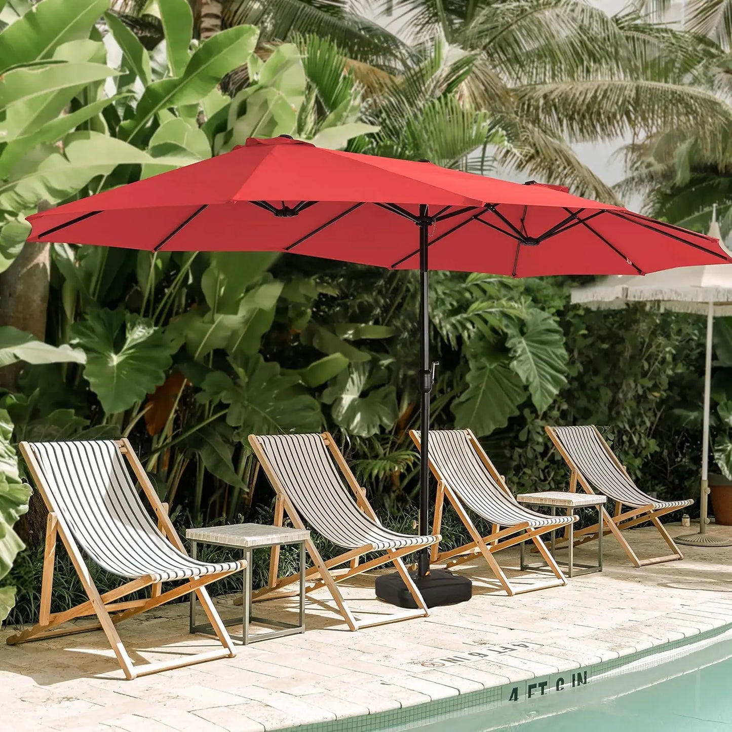 Double-Sided Outdoor Umbrella with Tilt and Crank For Comfort