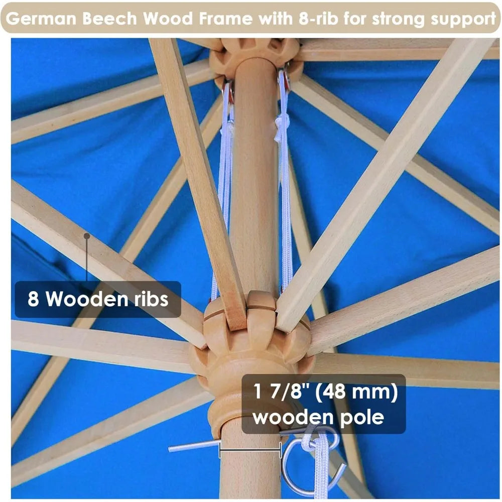 Wooden Outdoor Patio Umbrella for Garden and Beach Enjoyment
