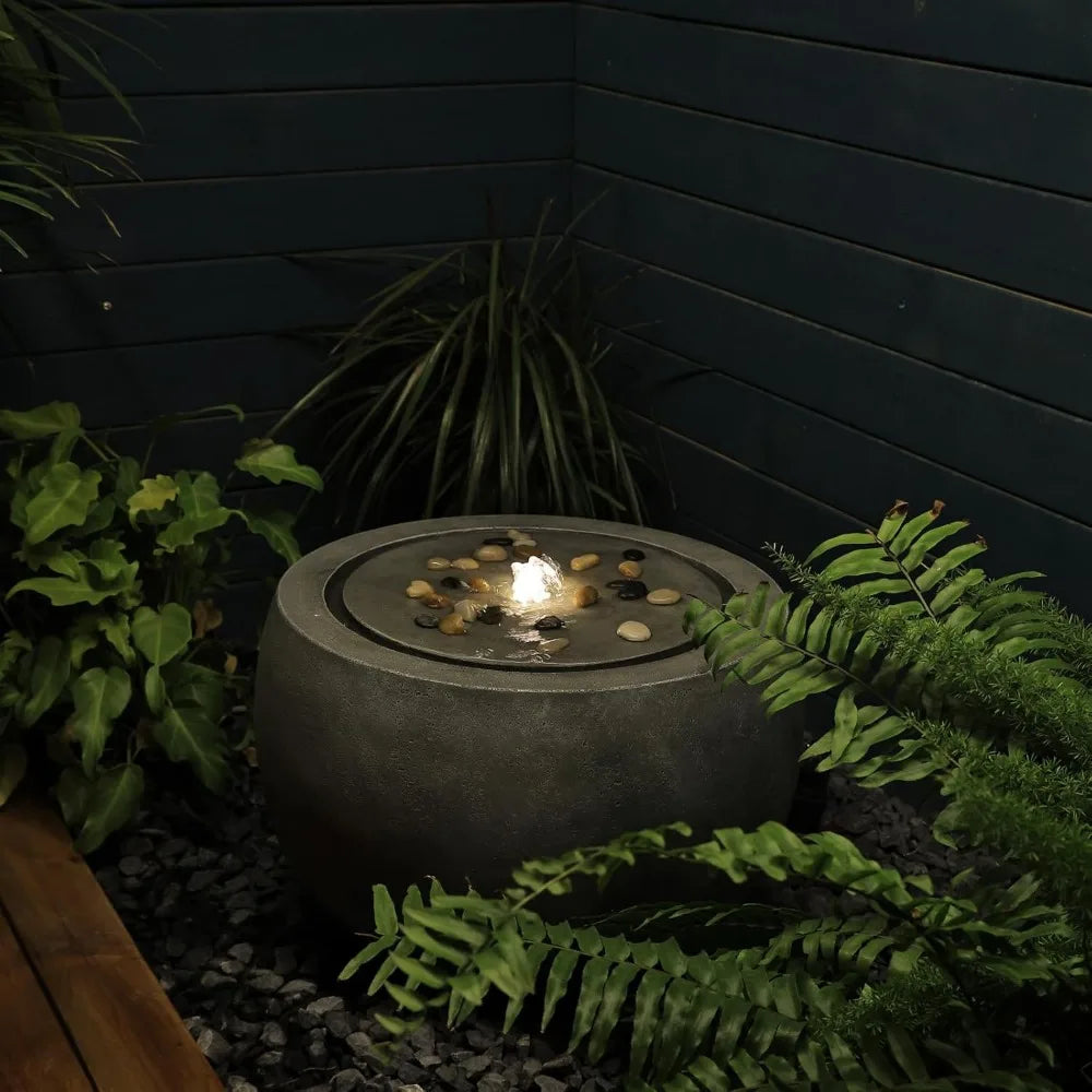 Garden Water Fountain with Lights and Pump for Outdoor Serenity