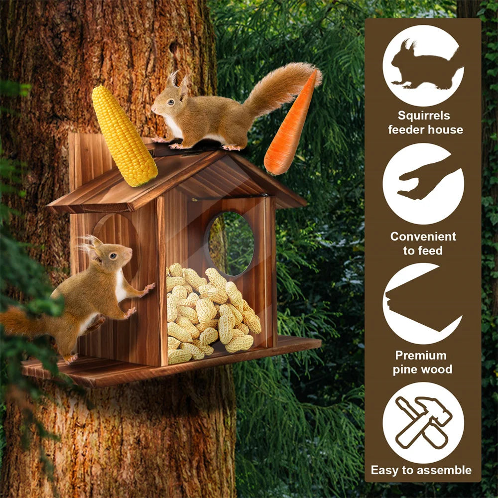 Charming Squirrel Feeder Wooden Picnic Table Feeding Station