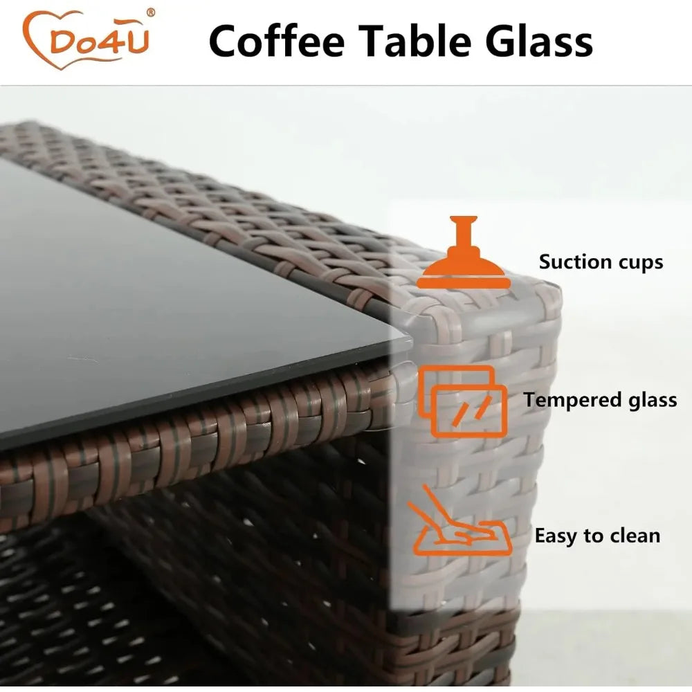 Modern Outdoor Wicker Sectional Patio Furniture Conversation Set