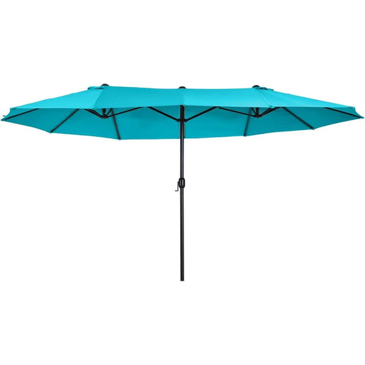 Double-Sided Patio Umbrella with Crank Handle for Outdoor Shade