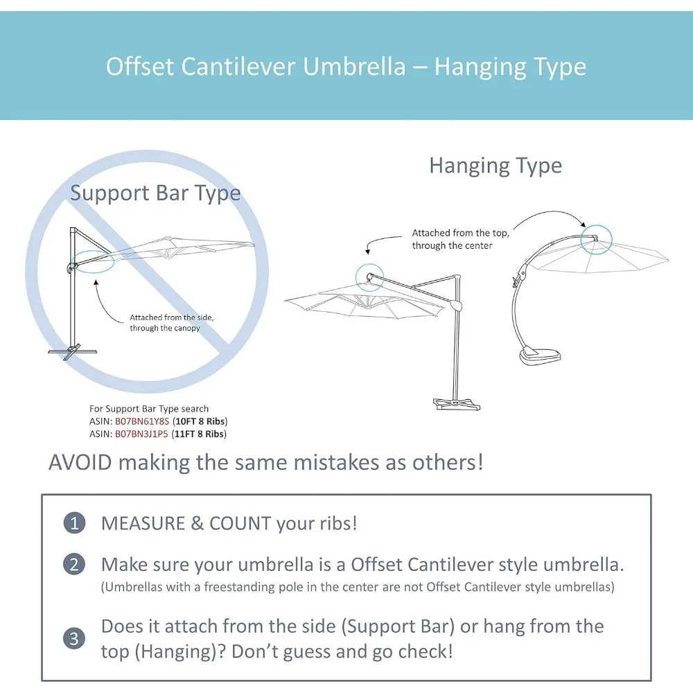 Replacement Canopy for 11ft Offset Patio Umbrellas Outdoor Shade