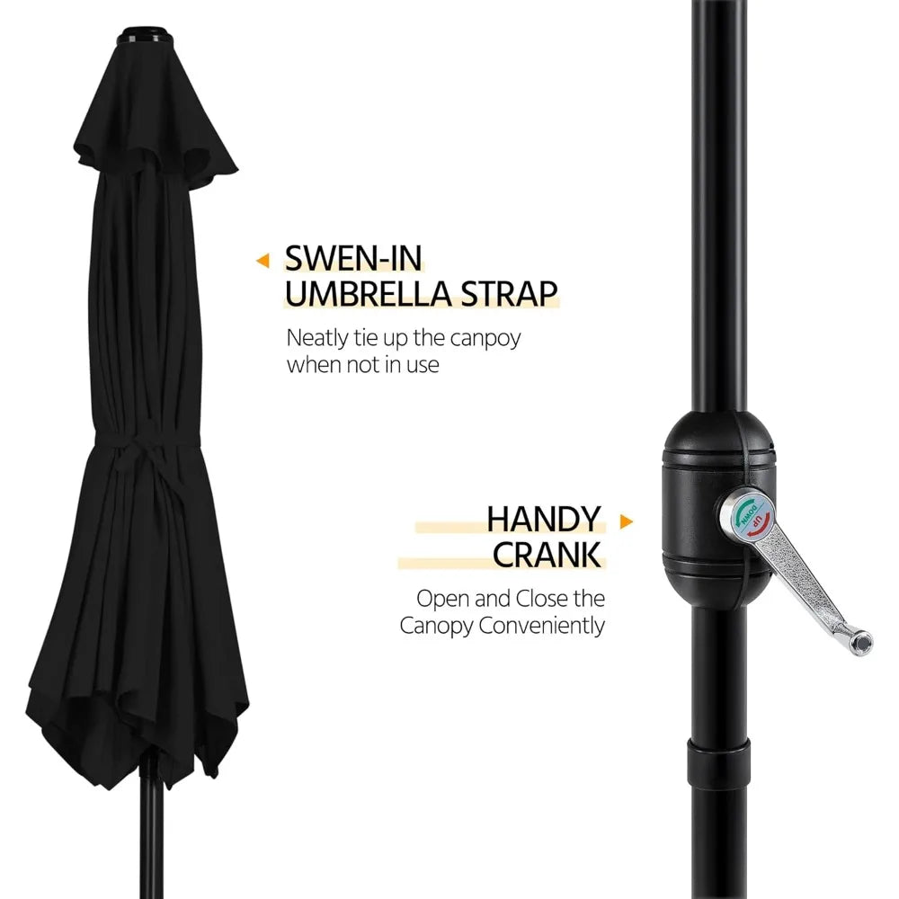 Outdoor Patio Umbrella with Push Button Tilt and Crank