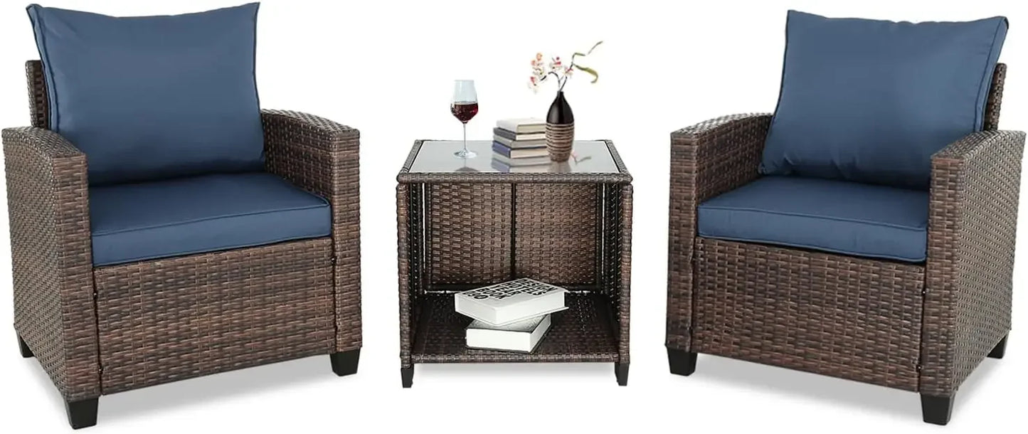 Modern Outdoor Wicker Sectional Patio Furniture Conversation Set