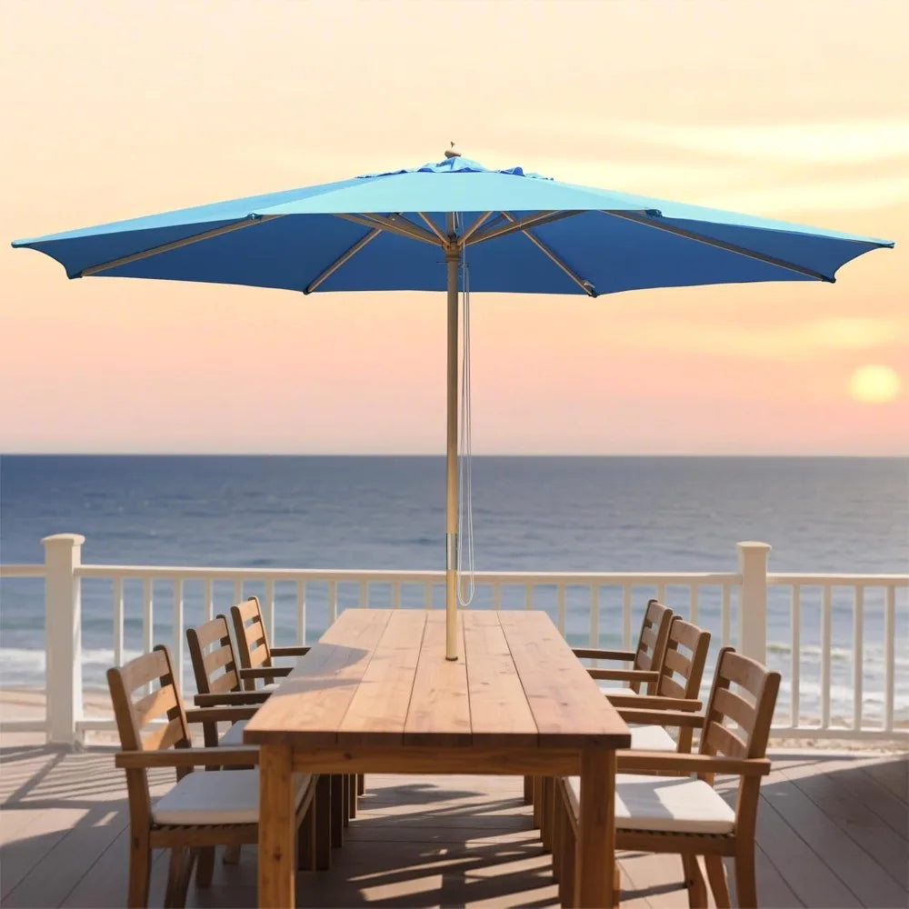 Wooden Outdoor Patio Umbrella for Garden and Beach Enjoyment