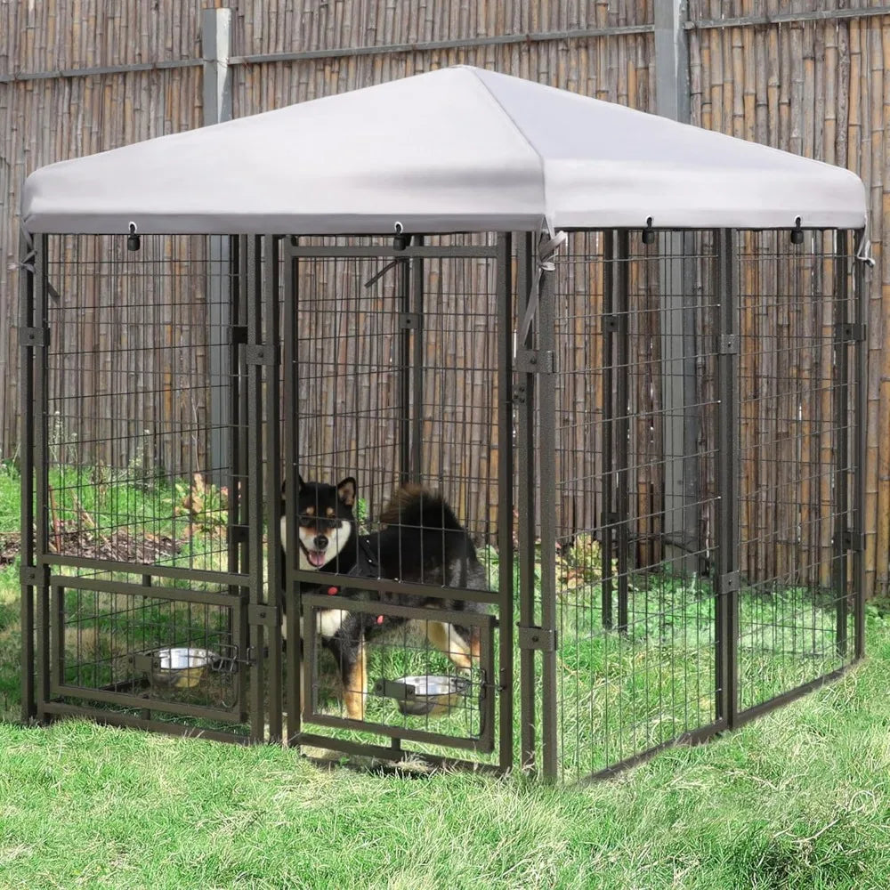 Heavy Duty Outdoor Dog Kennel with Rotating Feeding Door