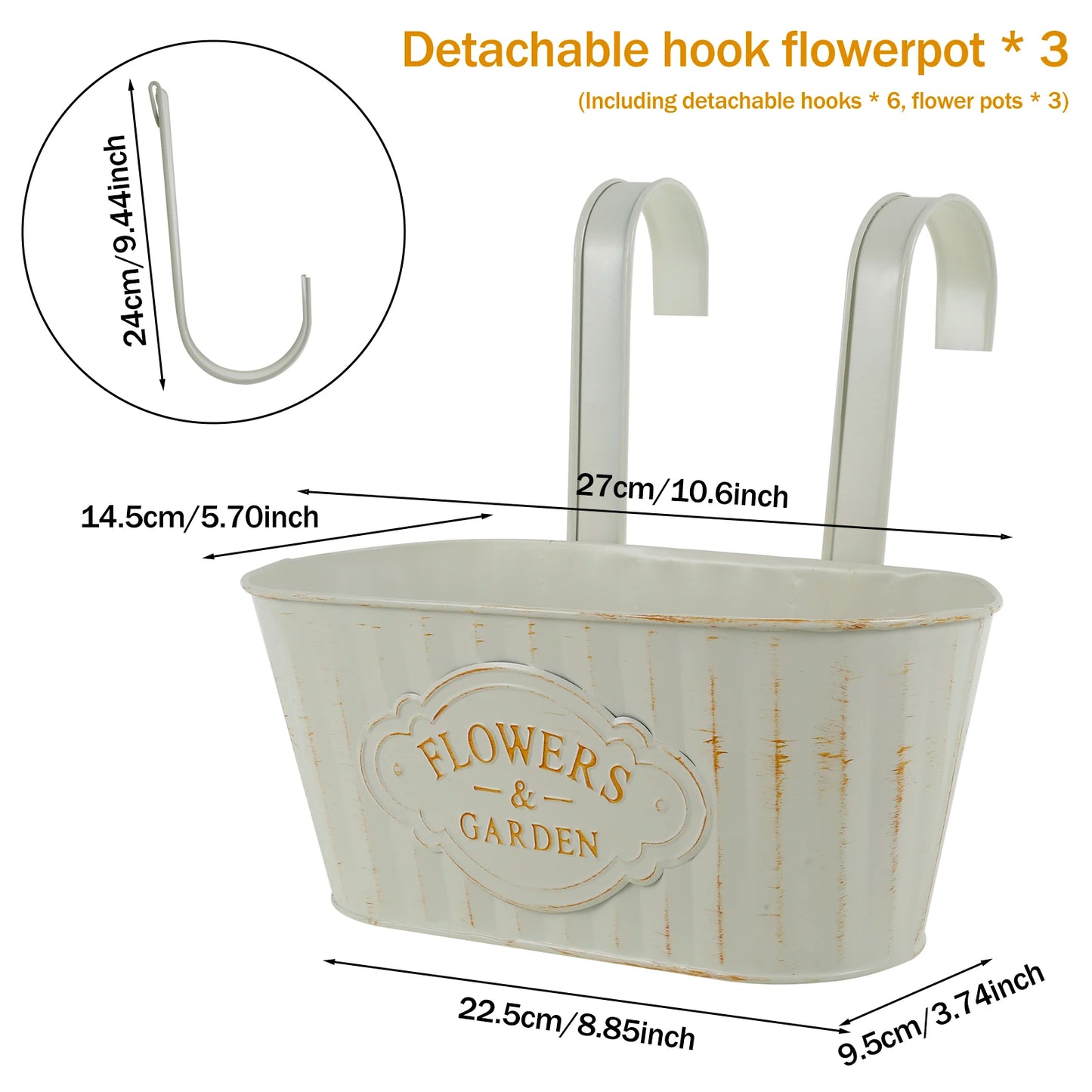 Hanging Flower Pots Metal Wall Planter for Indoor Outdoor Use