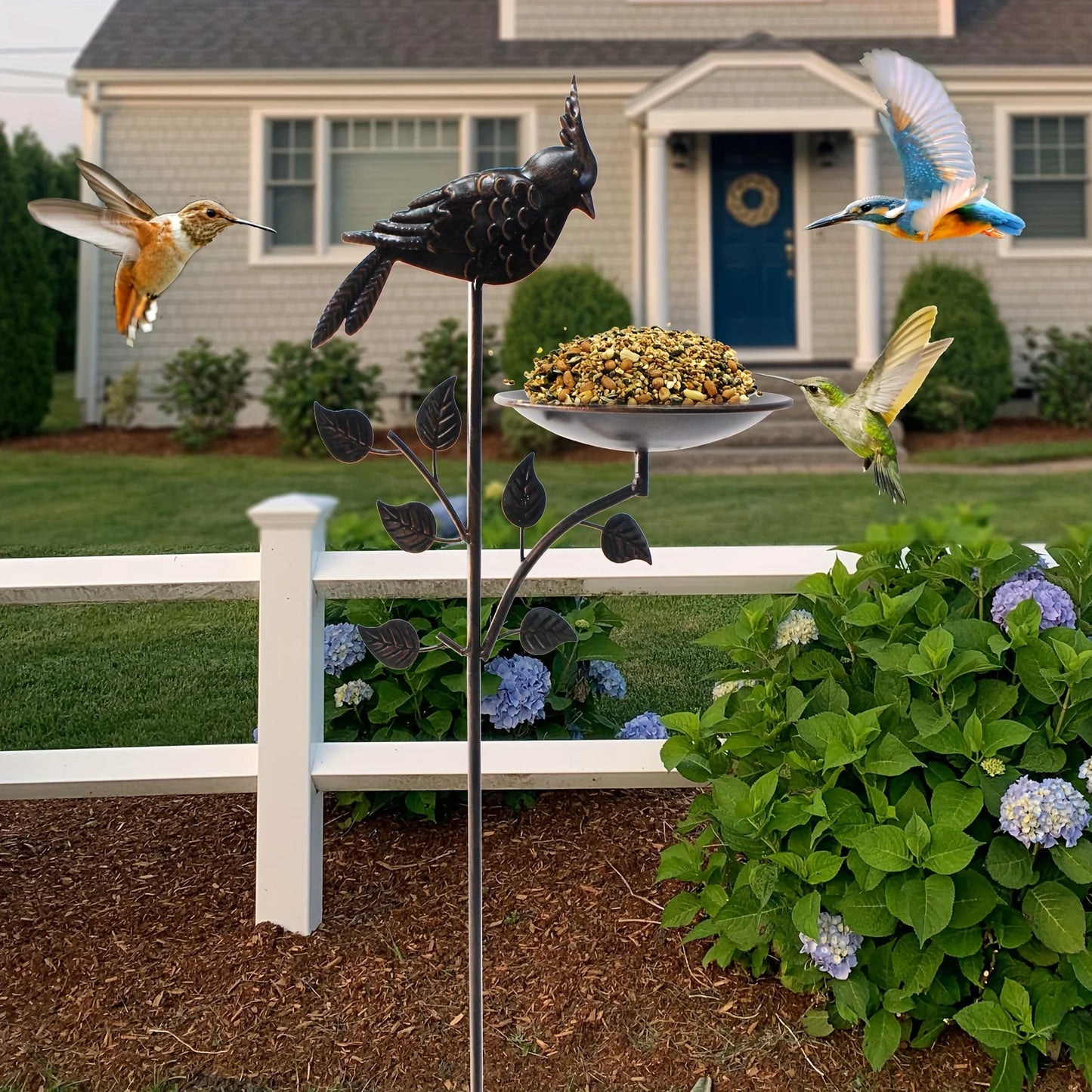 Metal Oriole Bird Feeder Stake for Outdoor Garden Wildlife