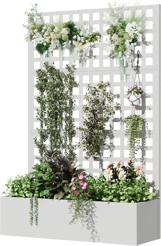 Metal Planter Box with Trellis for Beautiful Garden Display