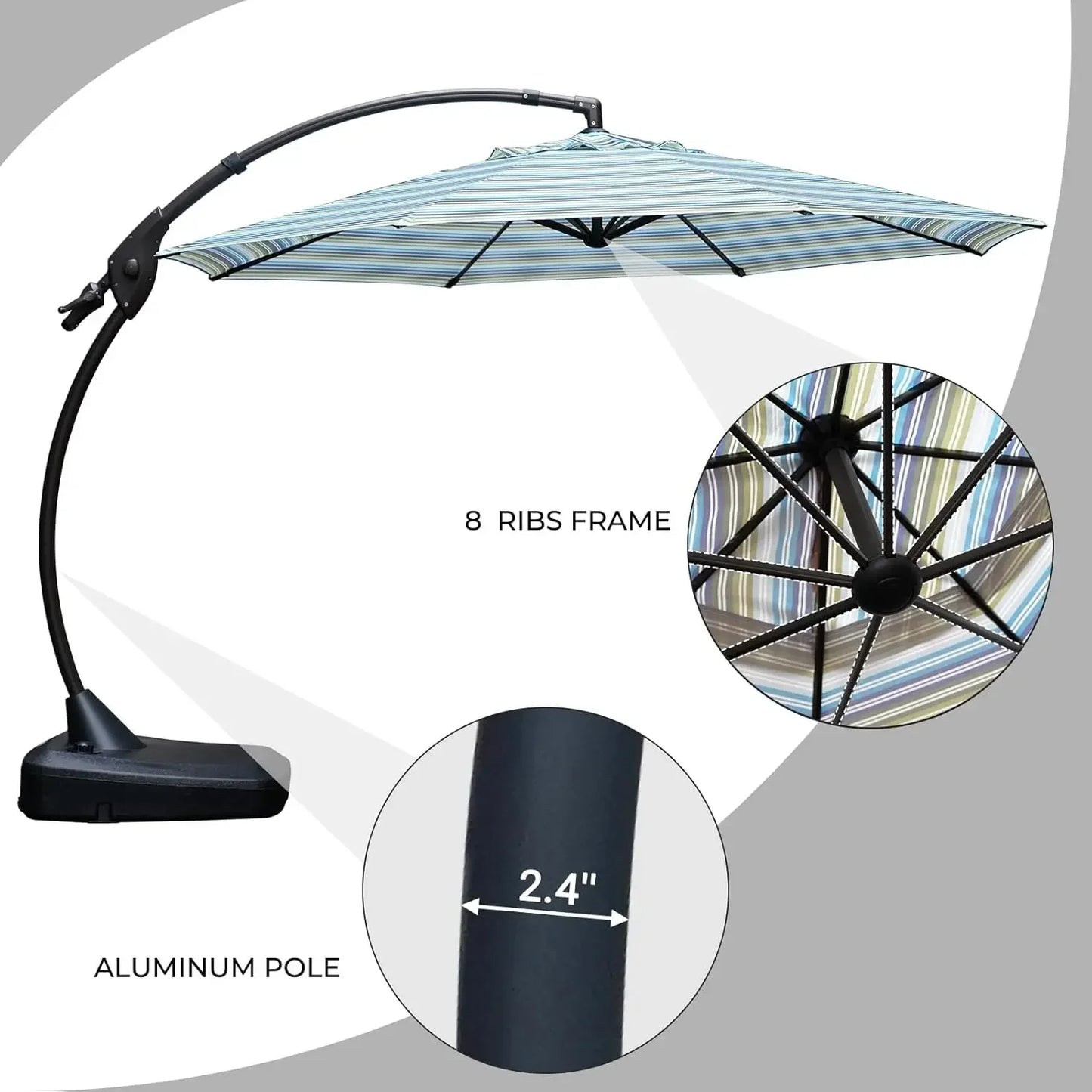 Large Cantilever Umbrella for Outdoor Pool and Garden Use