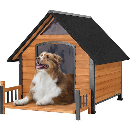Weatherproof Outdoor Dog House with Insulated Liner for Comfort