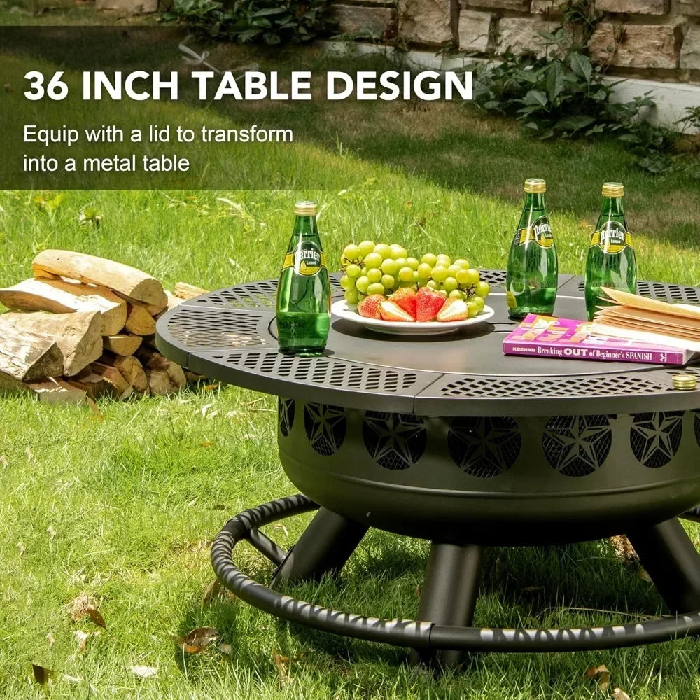 Outdoor Fire Pit with Cooking Grill for Backyard Gatherings