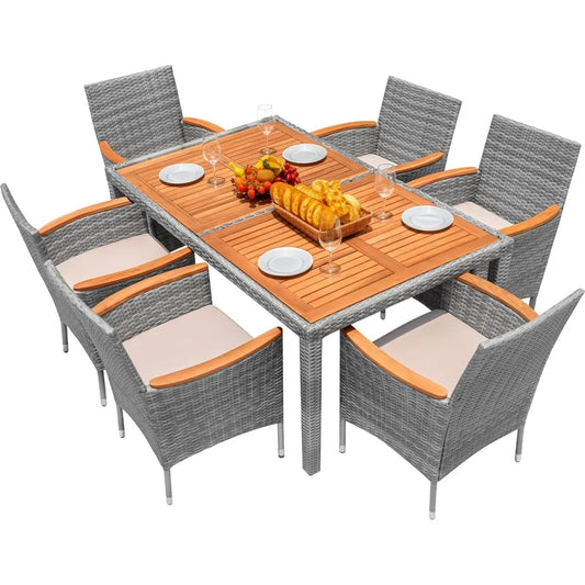 Modern 7 Piece Outdoor Dining Set with Soft Cushions
