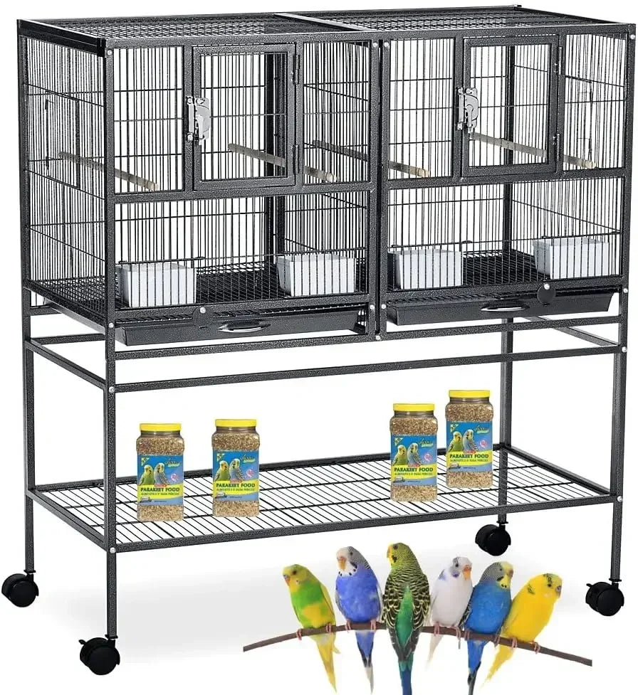 Deluxe Double Rolling Cage for Breeder Birds with Nest Door