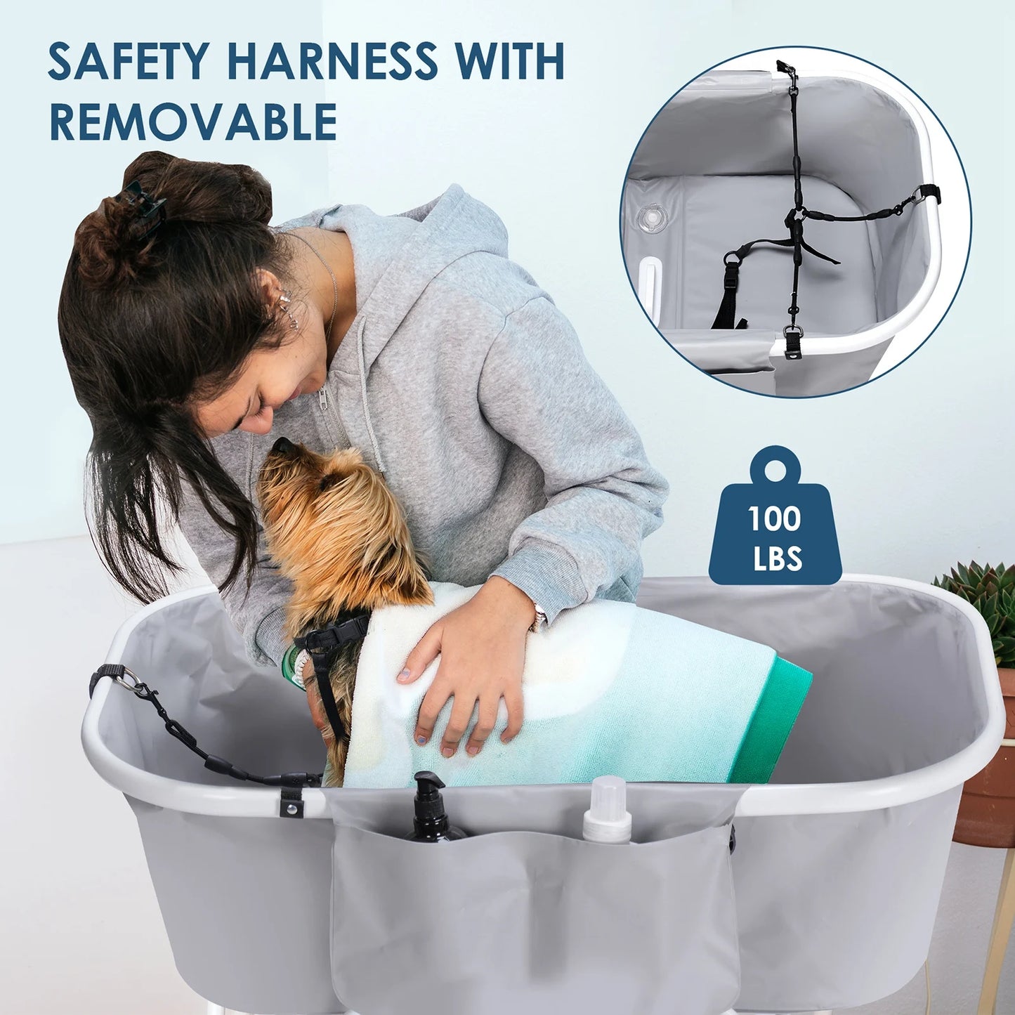 Portable Elevated Dog Bathtub for Easy Grooming and Bathing