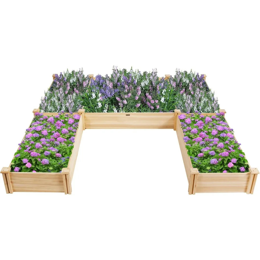 Wooden Raised Garden Bed Planter Box Kit for Outdoor Plants