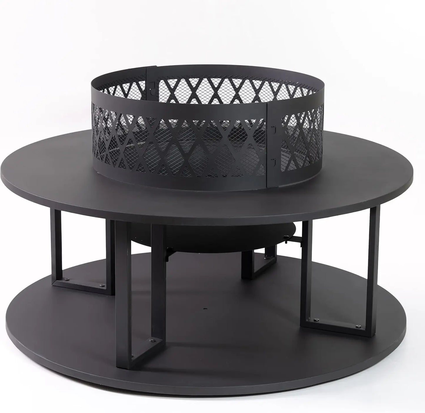 Outdoor Portable Fire Pit With Log Storage For Backyard Gatherings