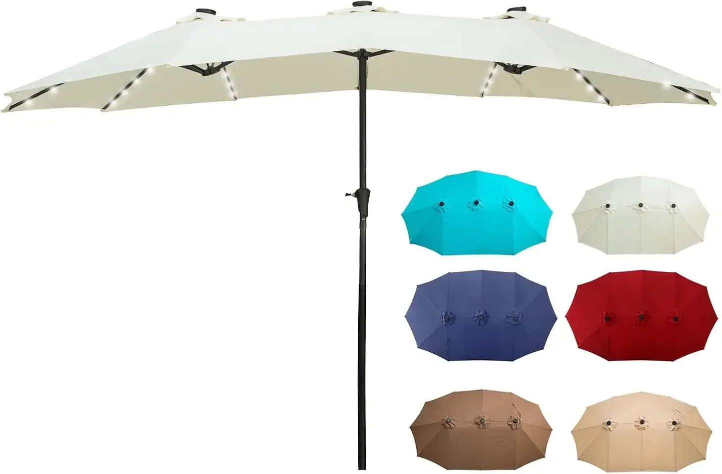 Double-Sided Patio Umbrella With Solar LED Lights