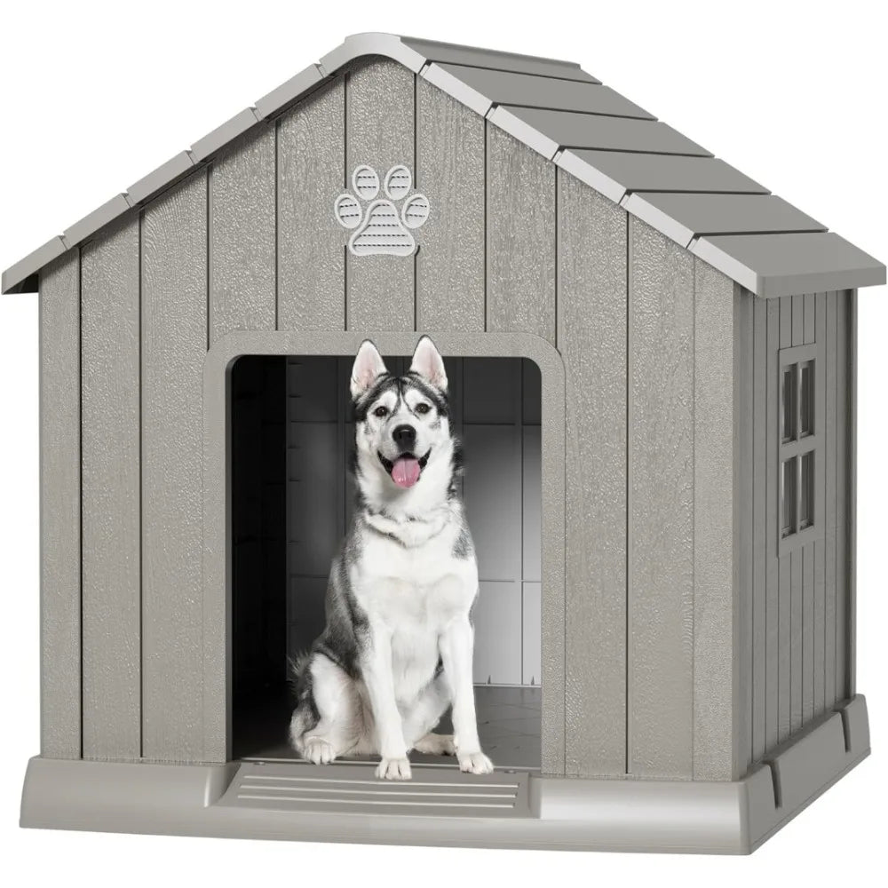 Durable Waterproof Dog House with Elevated Floor and Air Vents