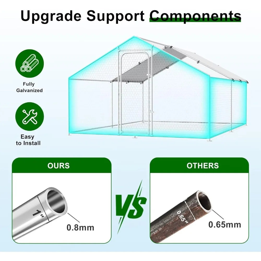 Large Walk-In Chicken Coop with Waterproof Cover and Durable Design