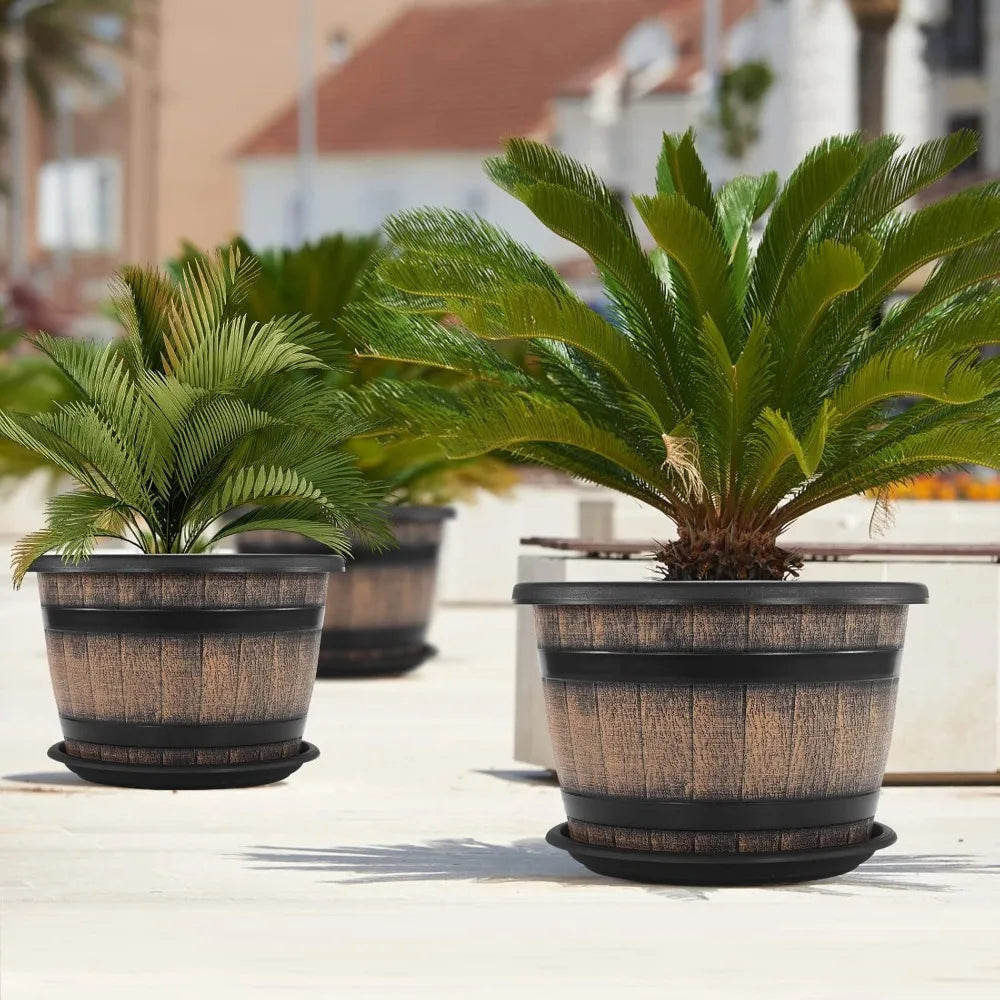 4 Pack Garden Pots with Drainage Holes for Indoor Outdoor Use