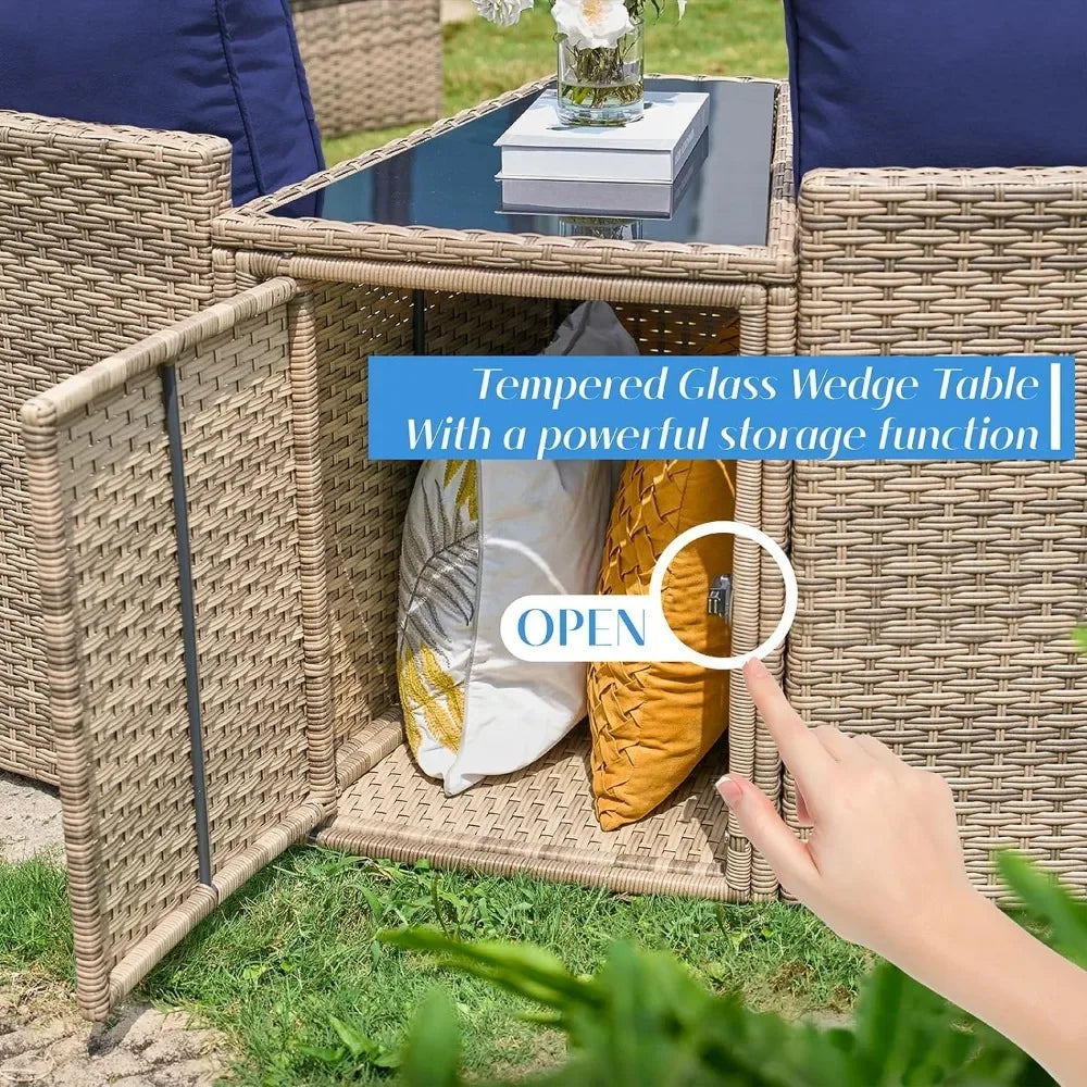 Modern Outdoor 3 Piece Half-Moon Sectional Sofa Set