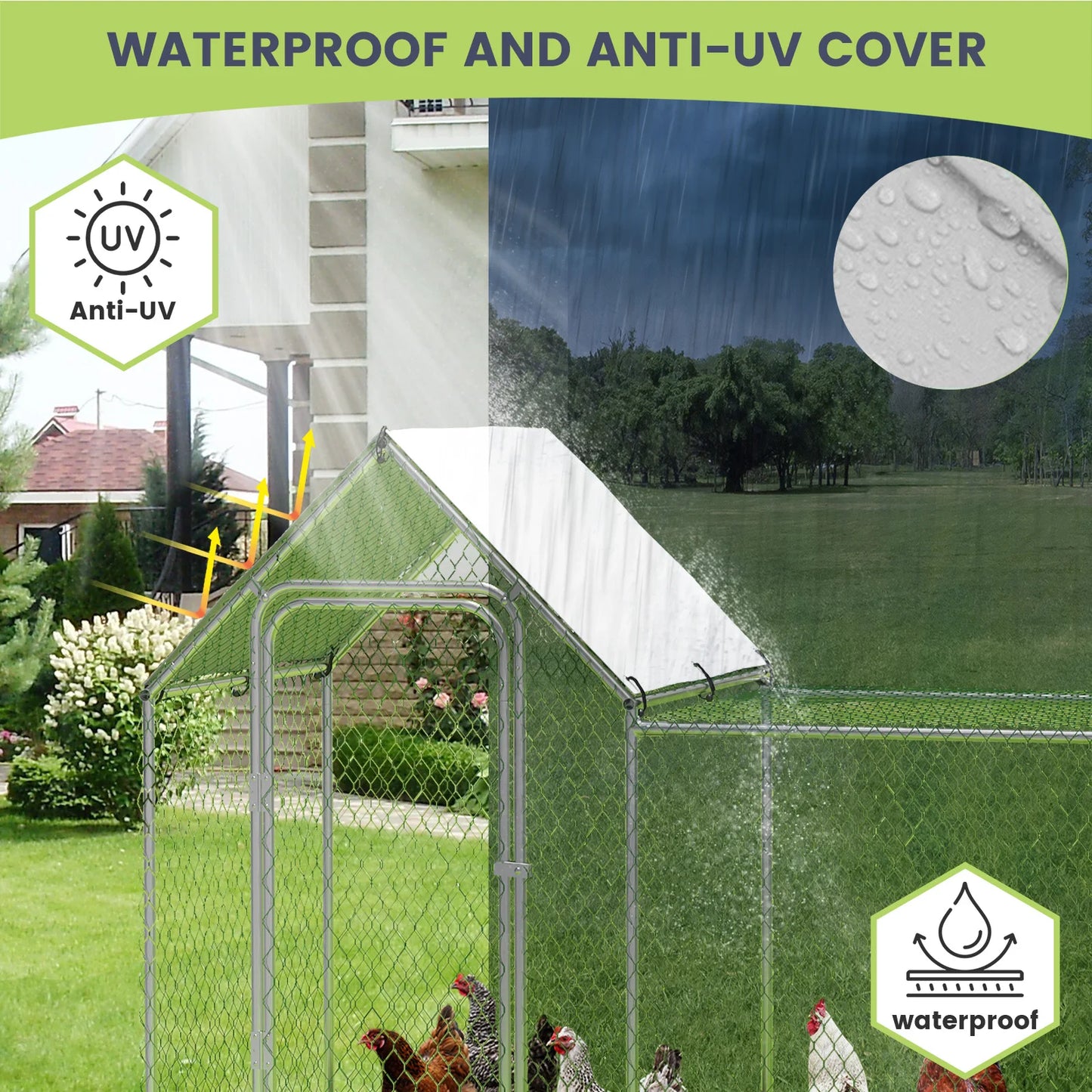 Durable Outdoor Poultry Cage with Waterproof Cover for Chickens