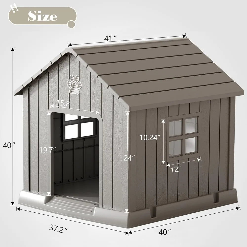 Durable Waterproof Dog House with Elevated Floor and Air Vents