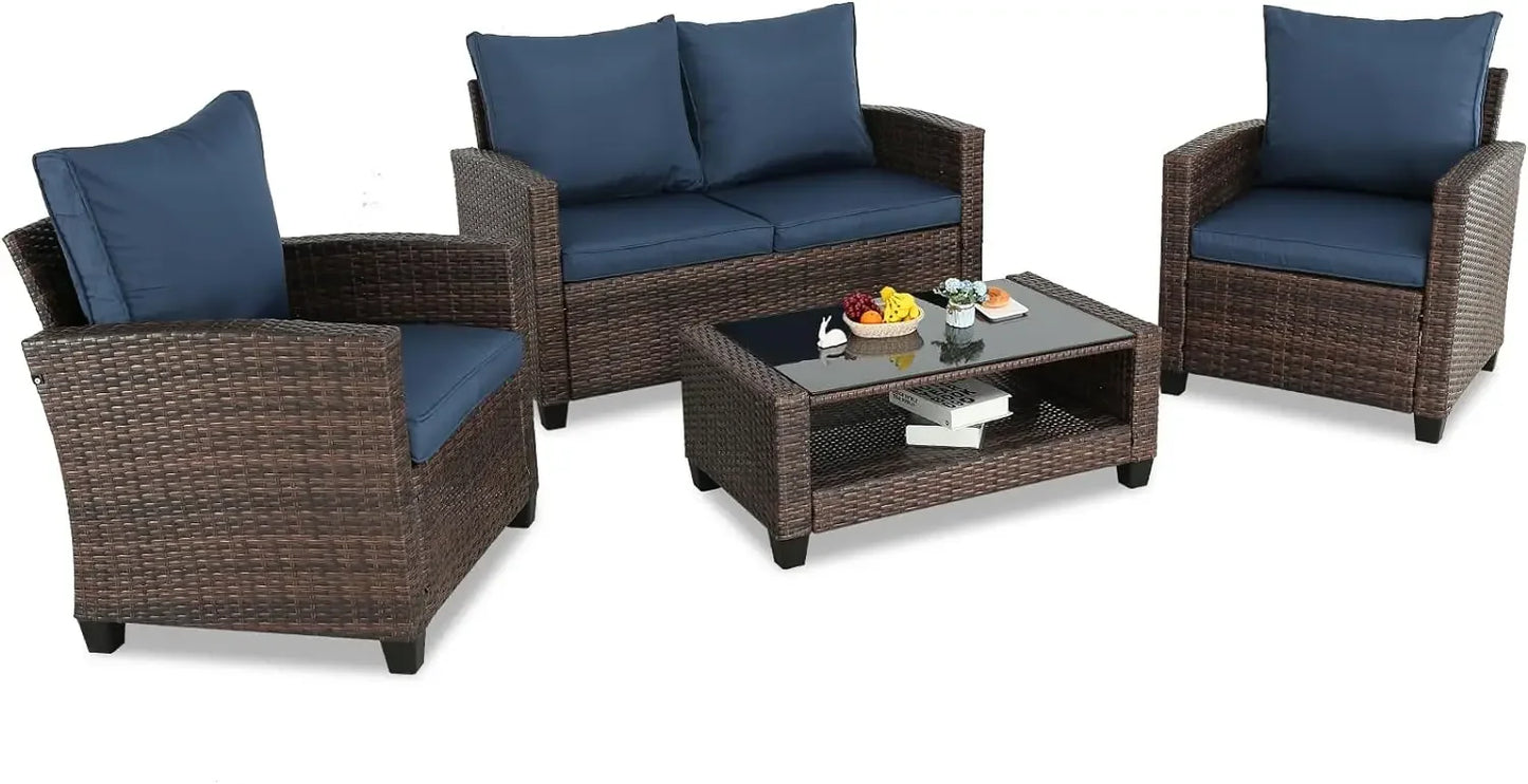 Modern Outdoor Wicker Sectional Patio Furniture Conversation Set