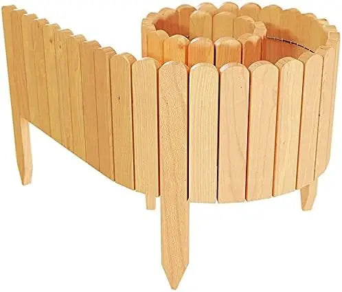 Durable Wooden Garden Border Fence for Flower Beds and Paths