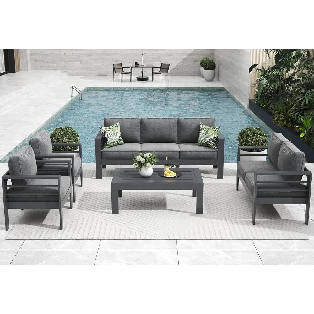 Modern Aluminum Patio Furniture Set for Elegant Outdoor Conversations