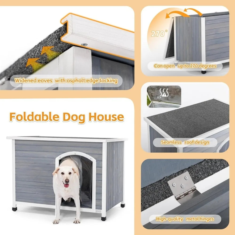 Folding Outdoor Dog House Easy Assembly Large Dogs
