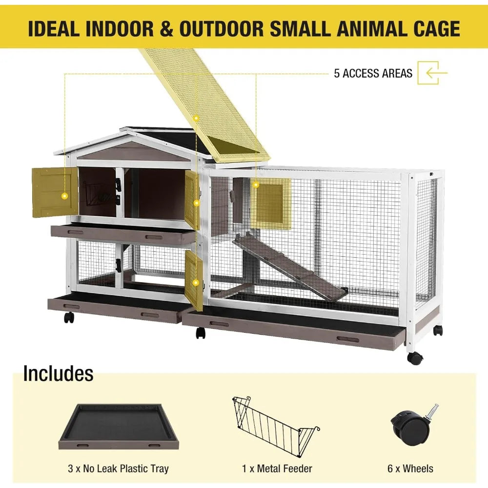 Rabbit Hutch Indoor Outdoor Cage for Bunnies and Guinea Pigs