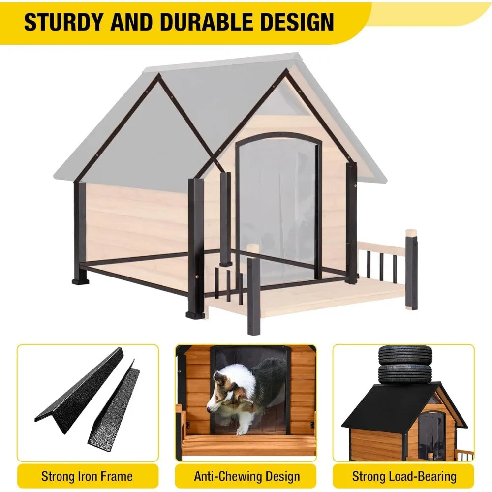Weatherproof Outdoor Dog House with Insulated Liner for Comfort