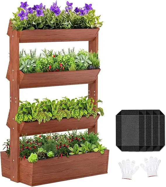 Wooden Vertical Raised Garden Bed for Flowers and Plants