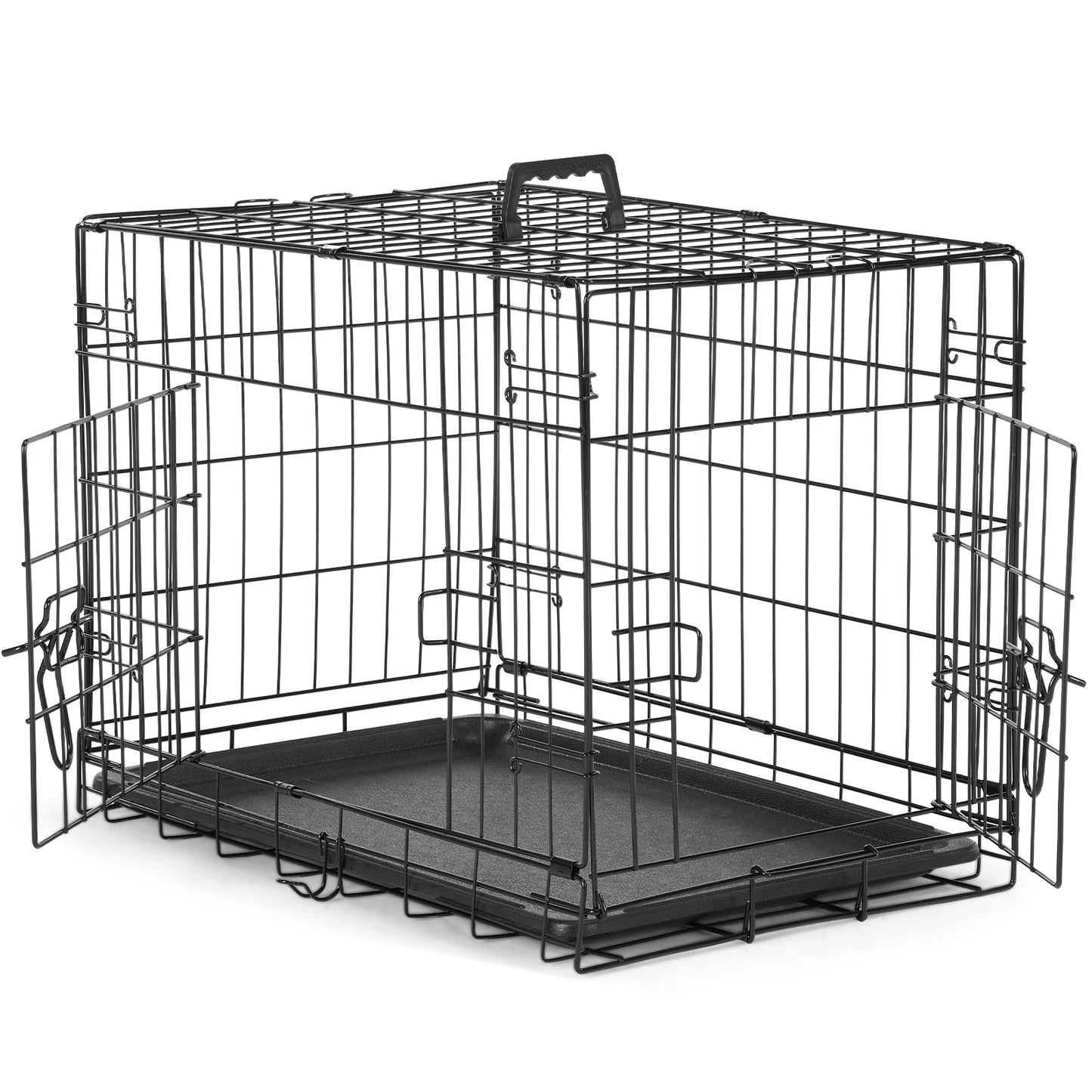 JHK Double Door Folding Dog Cage with Leak-Proof Tray
