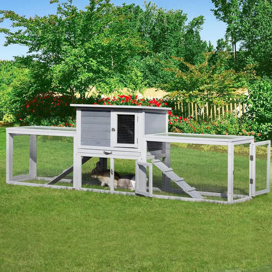 Extra Large Two-Story Wooden Rabbit Hutch for Happy Bunnies