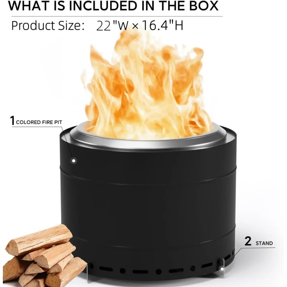 Smokeless Stainless Steel Fire Pit for Outdoor Camping Fun