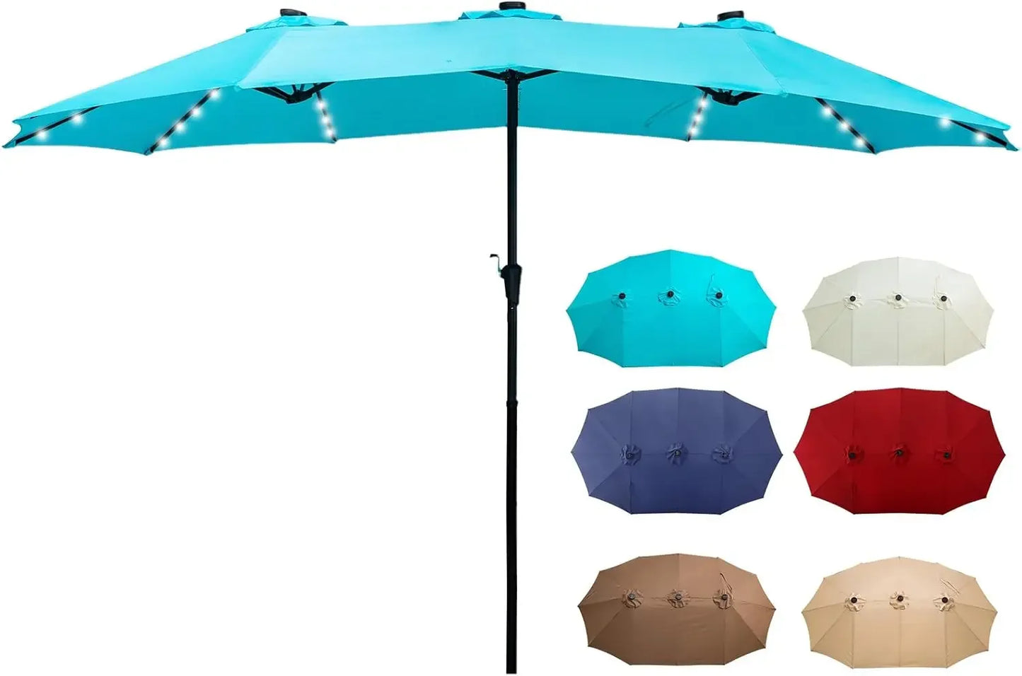 Double-Sided Patio Umbrella With Solar LED Lights
