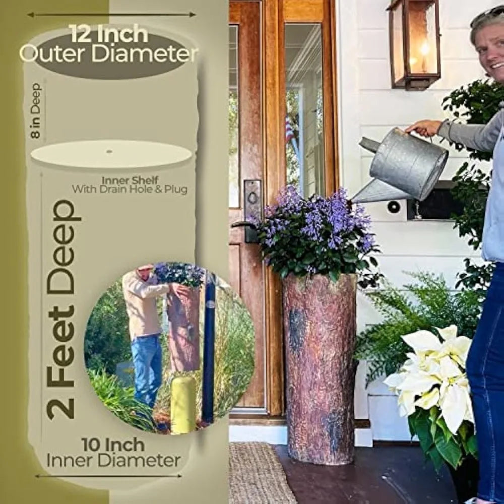 Large Hollow Log Planter for Outdoor Garden and Yard