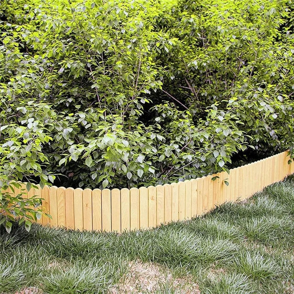 Durable Wooden Garden Border Fence for Flower Beds and Paths