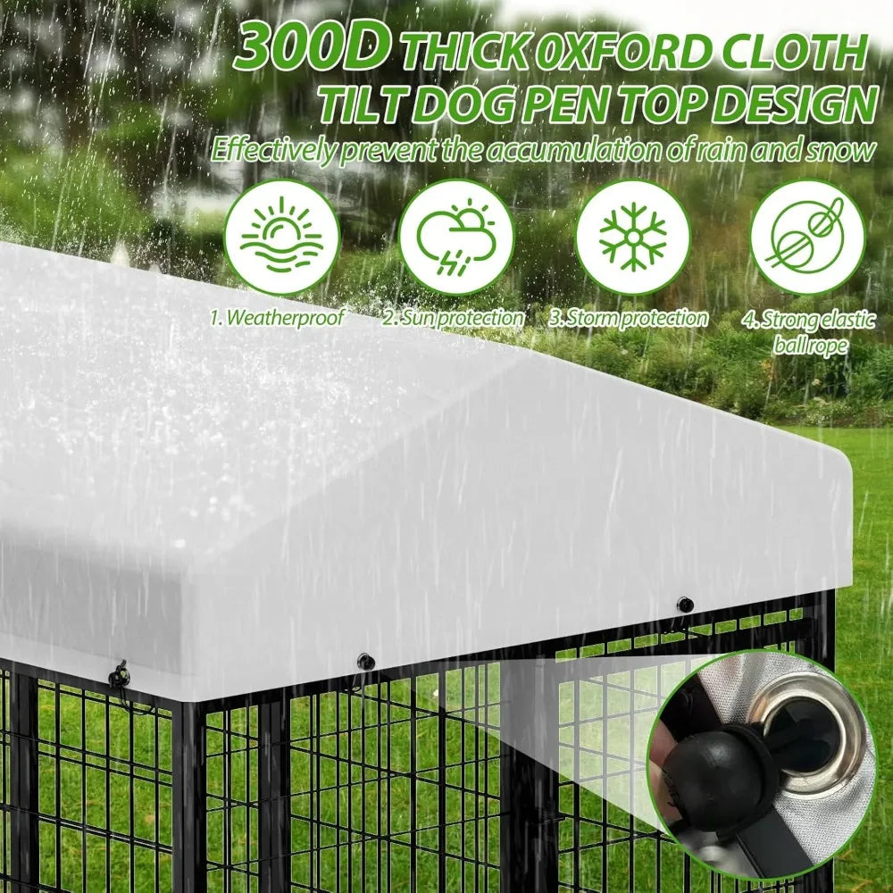 Durable Outdoor Dog Kennel with Rotating Feeder Bowls