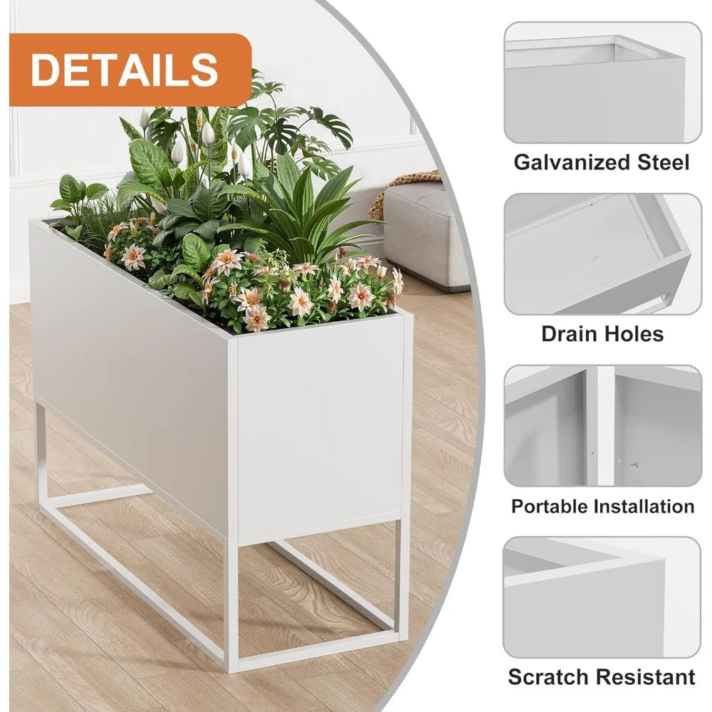Modern Large Rectangular Planter Box for Indoor Outdoor Use