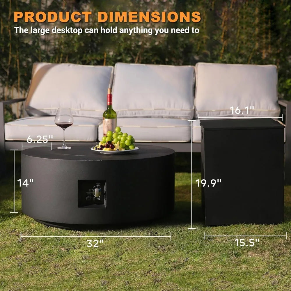 Outdoor Propane Gas Firepit with Wind Guard for Cozy Gatherings